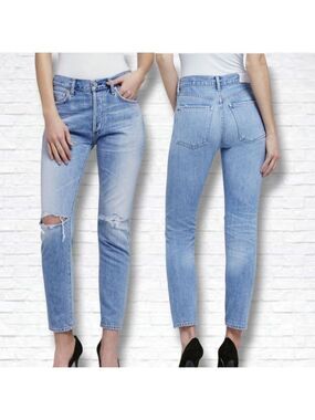 Citizens Of Humanity Torn Wash Liya High Rise Classic Fit Crop Jeans Size 28